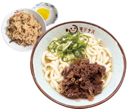 肉うどんかしわ飯セット