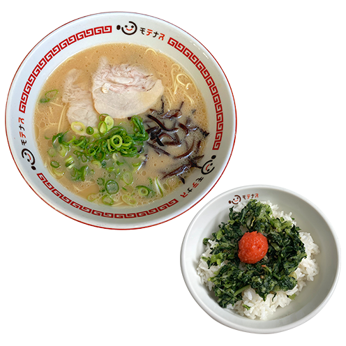 玖珂ラーメンとミニ菜っ葉めんたい丼セット