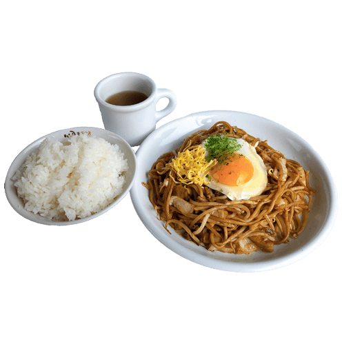 目玉焼きそばご飯セット