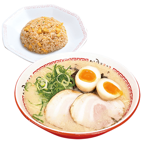 大盛り煮卵ラーメンミニチャーハンセット